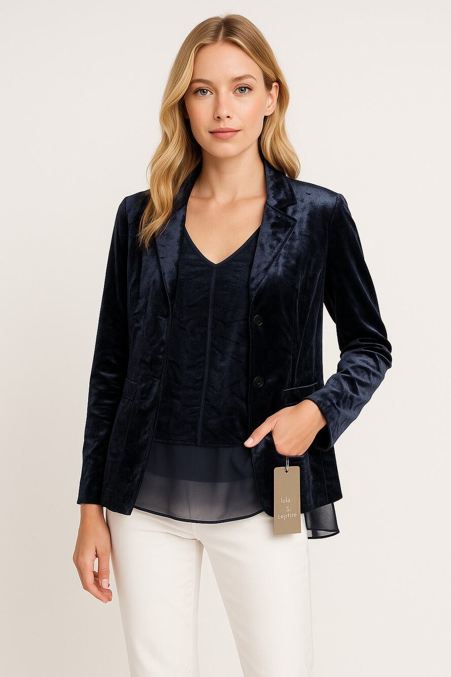 Lola & Sophie Nightwatch Velvet Tank & Blazer Set Size S NWT